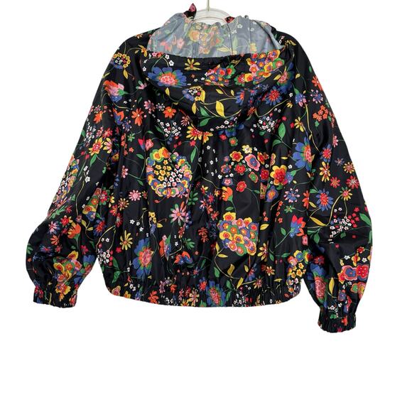 TIBI FLORAL PRINT ANORAK JACKET WITH DETACHABLE HOOD WATER REPELLENT WOMEN SZ L - Picture 9 of 15
